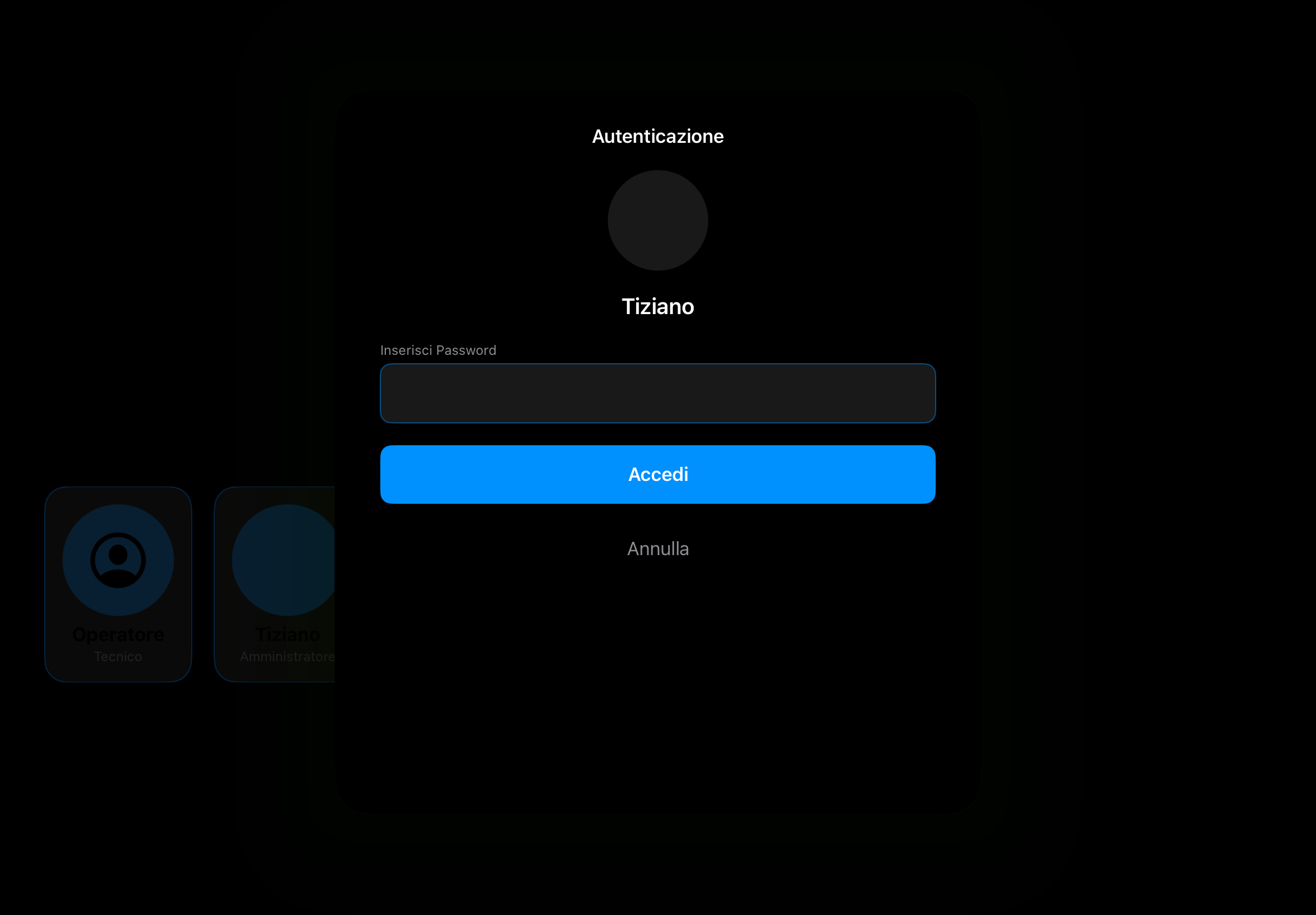 Schermata di accesso