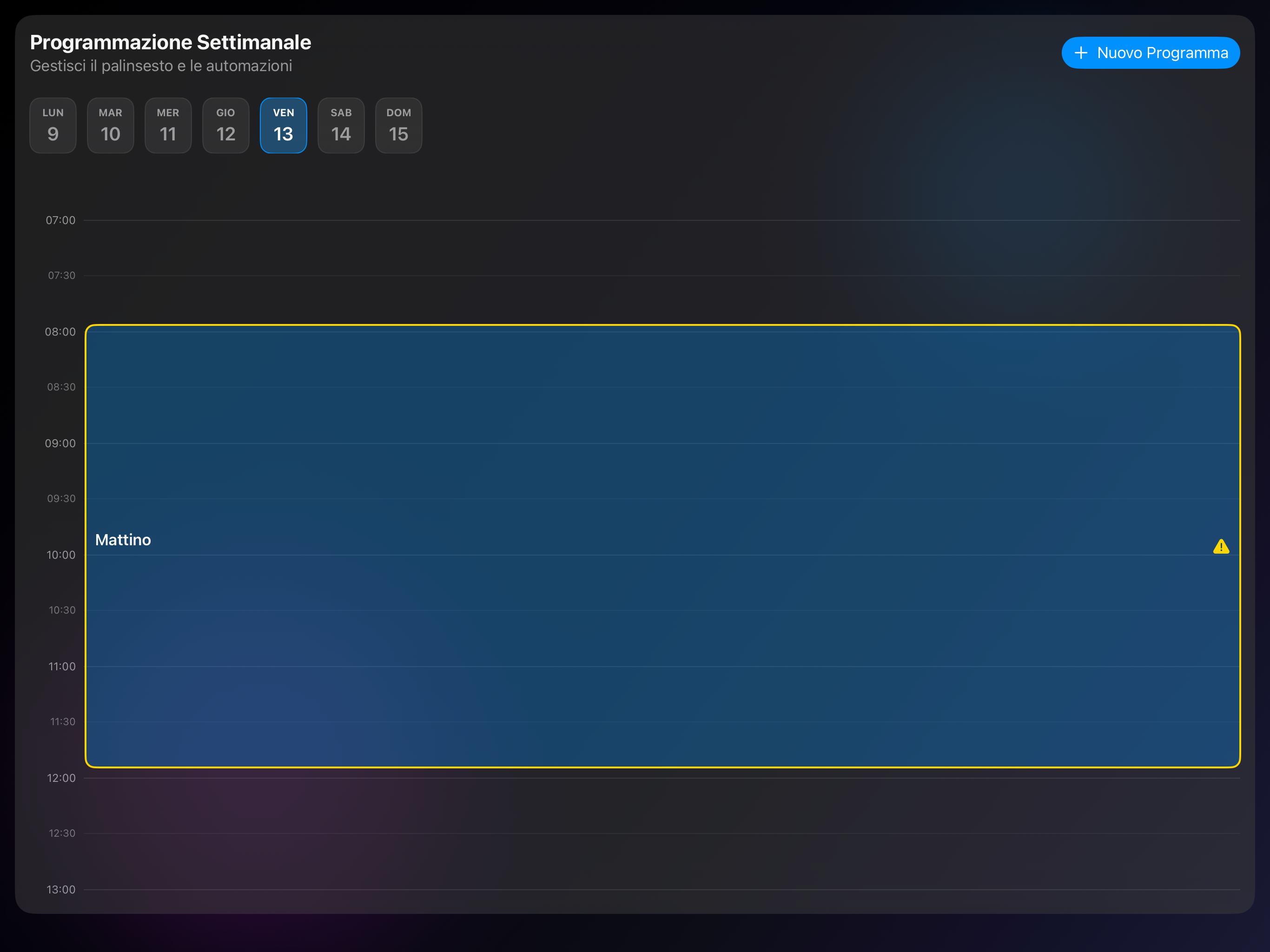 Calendario palinsesto